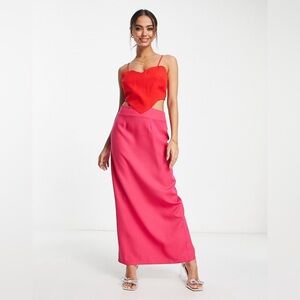 Never Fully Dressed heart cut-out maxi dress in red and pink
Size 2